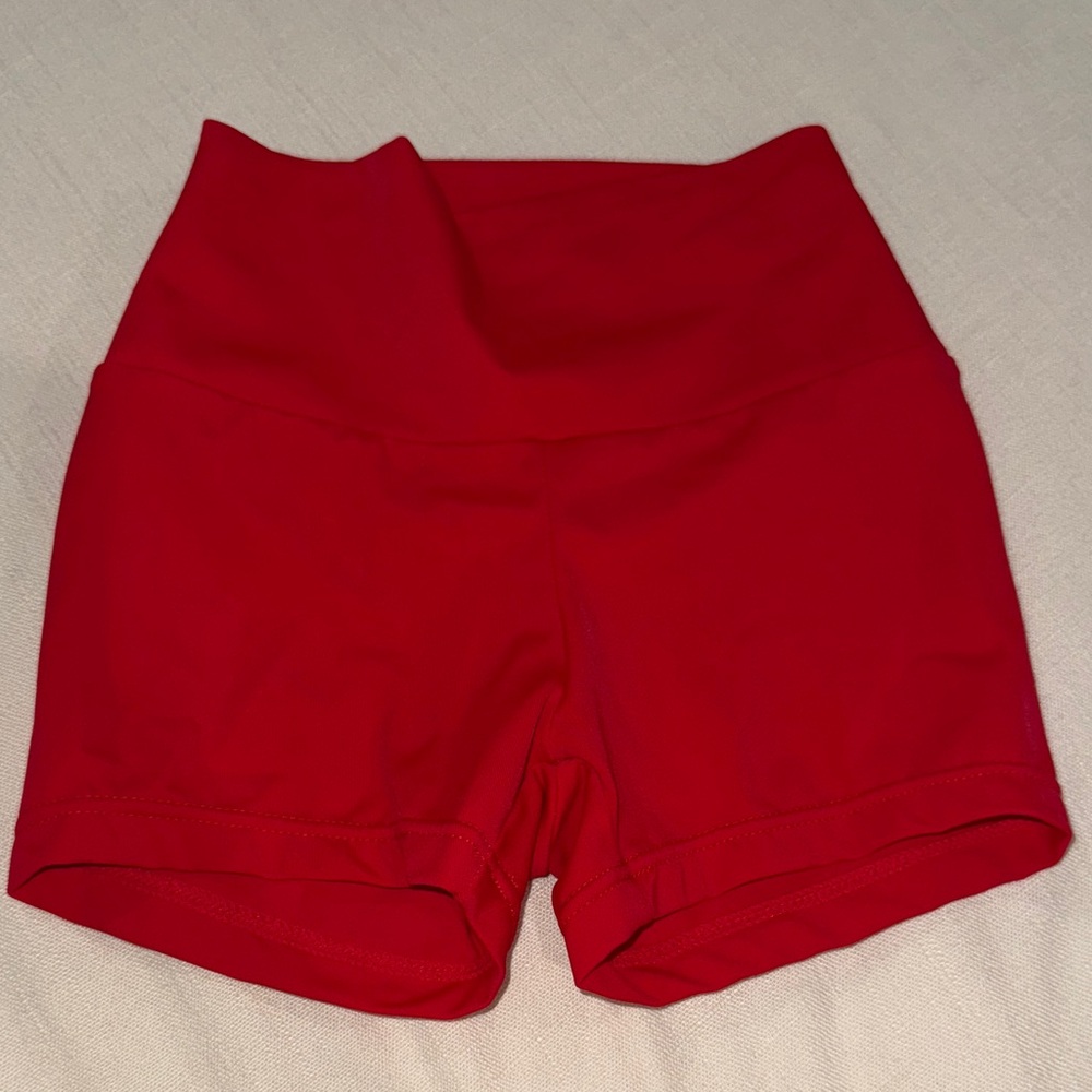 Kids Balera IC red high rise dance shorts